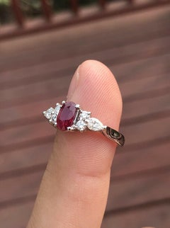 GIA Platinum Natural Burma Ruby and Diamond Ring 1.47 Carat Vivid Red