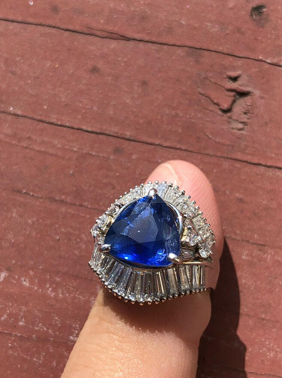 GIA Platinum Natural Sapphire & Diamond Ring 6.79ctw

 Beautiful sapphire & diamond ring 

Very elegant for everyday wear !! 

Approx 2.02  ctw of g-h vs diamonds 

sapphire size approx ct 4.77



100% NATURAL  

Size 4 3/4

Weight 8.5 grams
