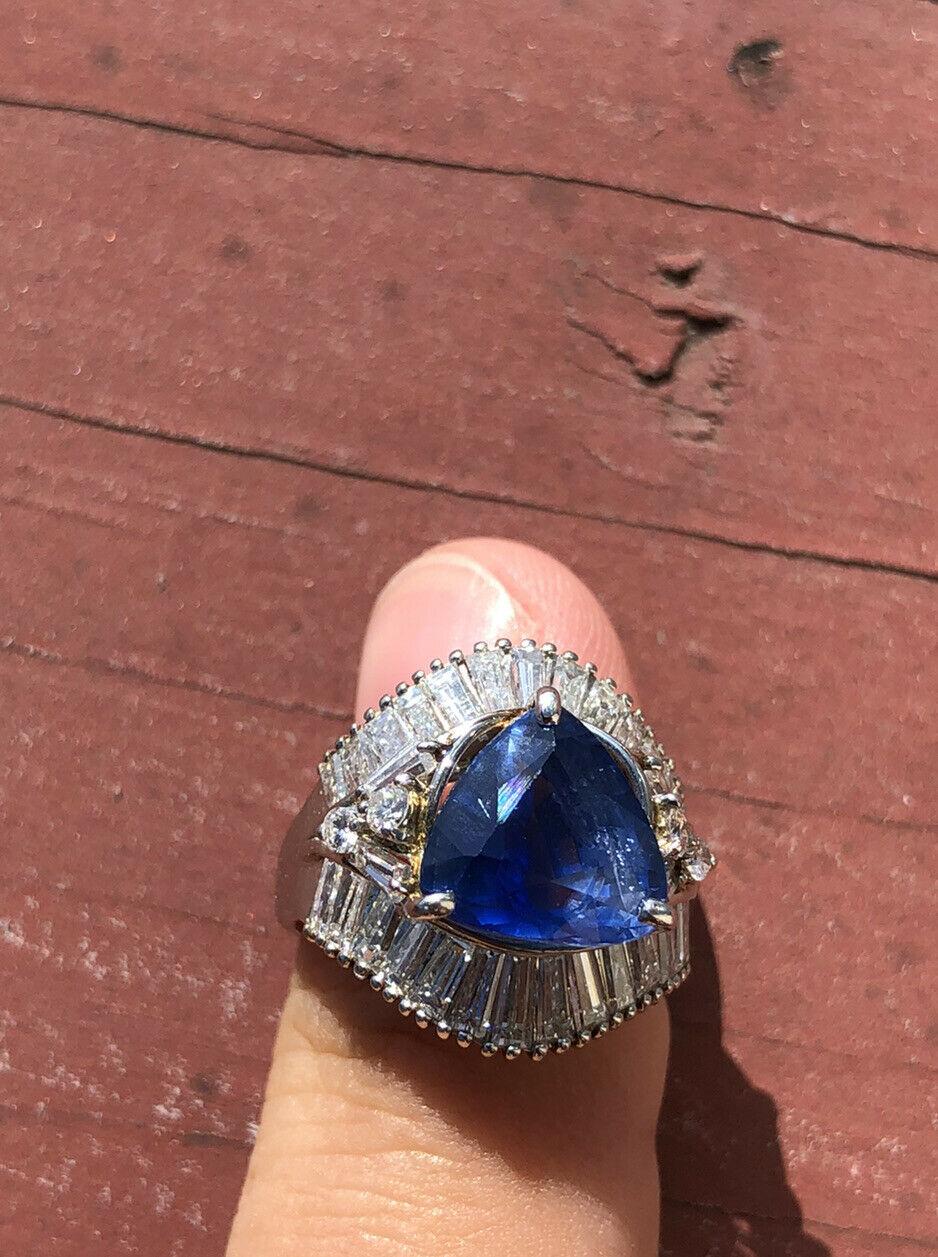 GIA Platinum Natural Sapphire and Diamond Ring 6.79 Carat In Good Condition For Sale In Beverly Hills, CA