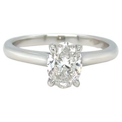GIA Platinum Oval Brilliant Cut Diamond Solitaire Ring 0.80ct 4.08g