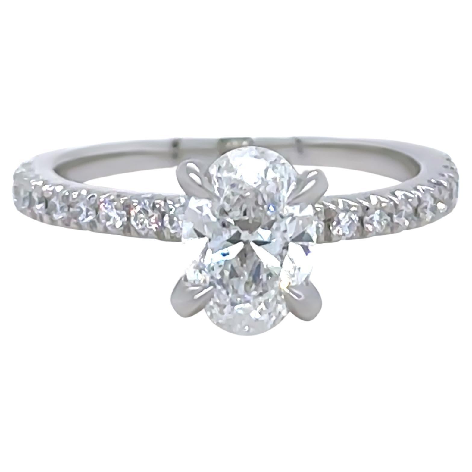 GIA Platinum Oval Cut Diamond Ring 1.22ct 3.92g For Sale