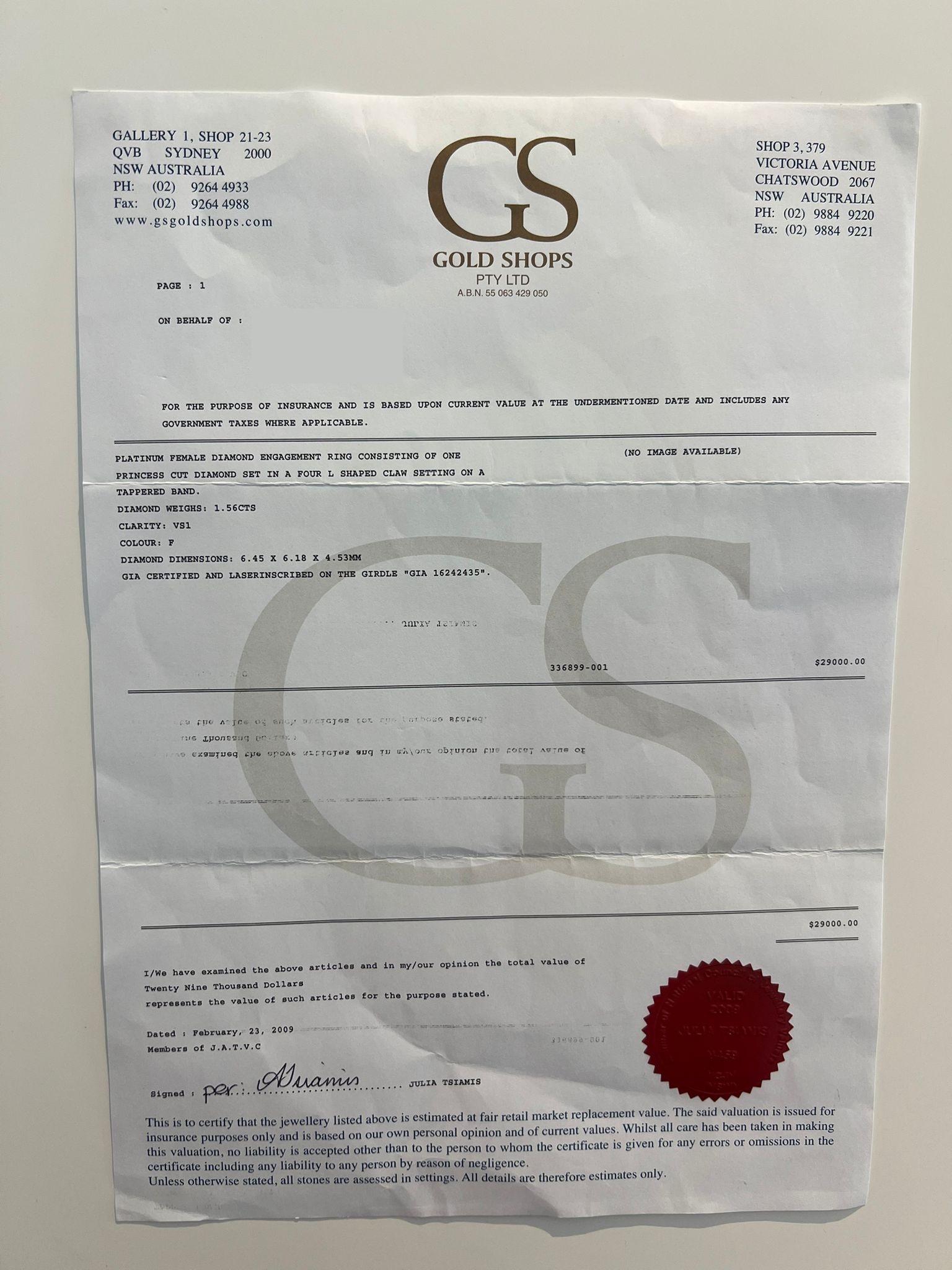 GIA Anillo de compromiso de diamantes talla princesa en platino 1,56 ct en venta 5