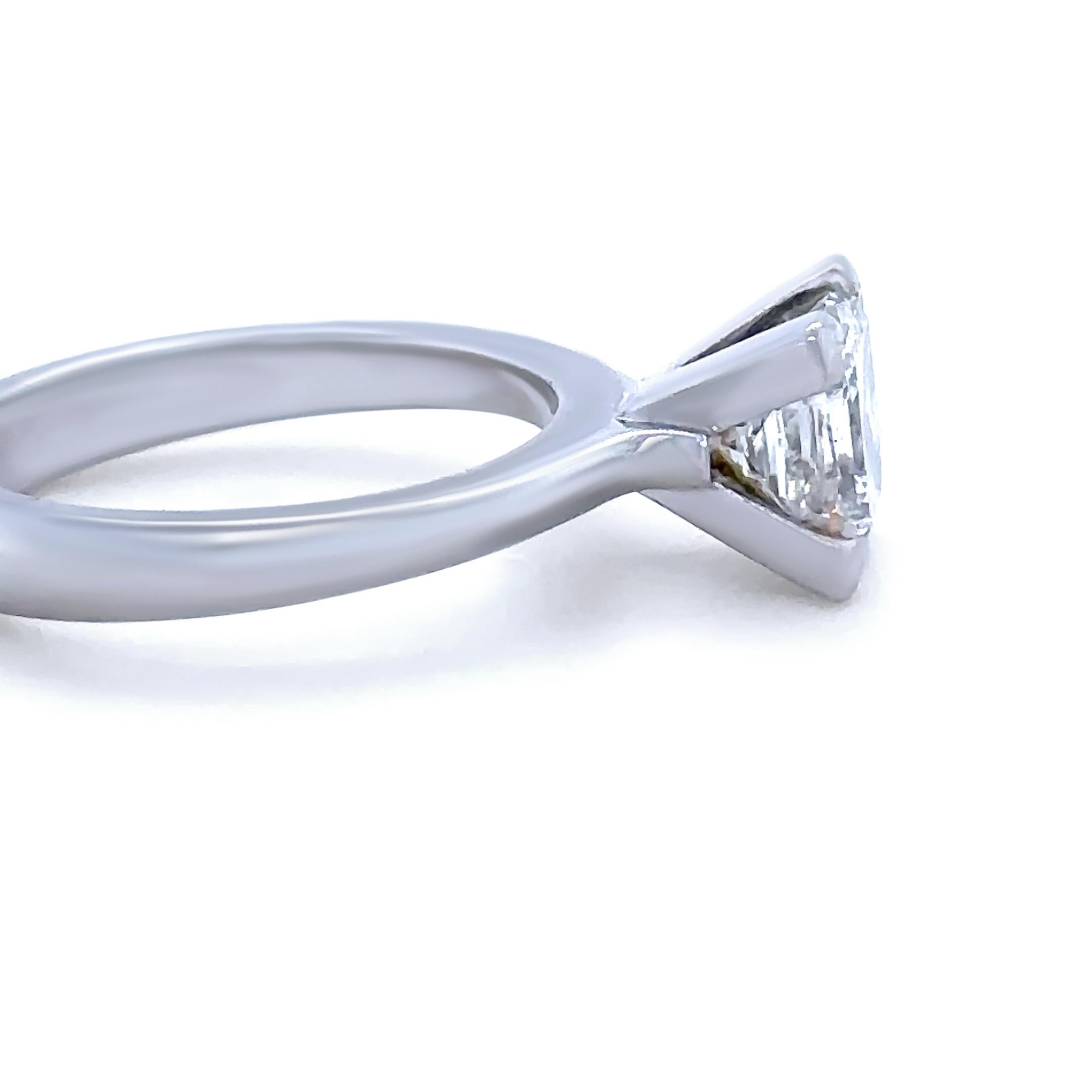 GIA Anillo de compromiso de diamantes talla princesa en platino 1,56 ct en Excelente estado para la venta en SYDNEY, NSW