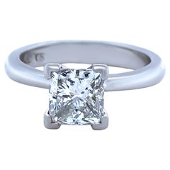 GIA Platinum Princess Cut Diamond Engagement Ring 1.56ct