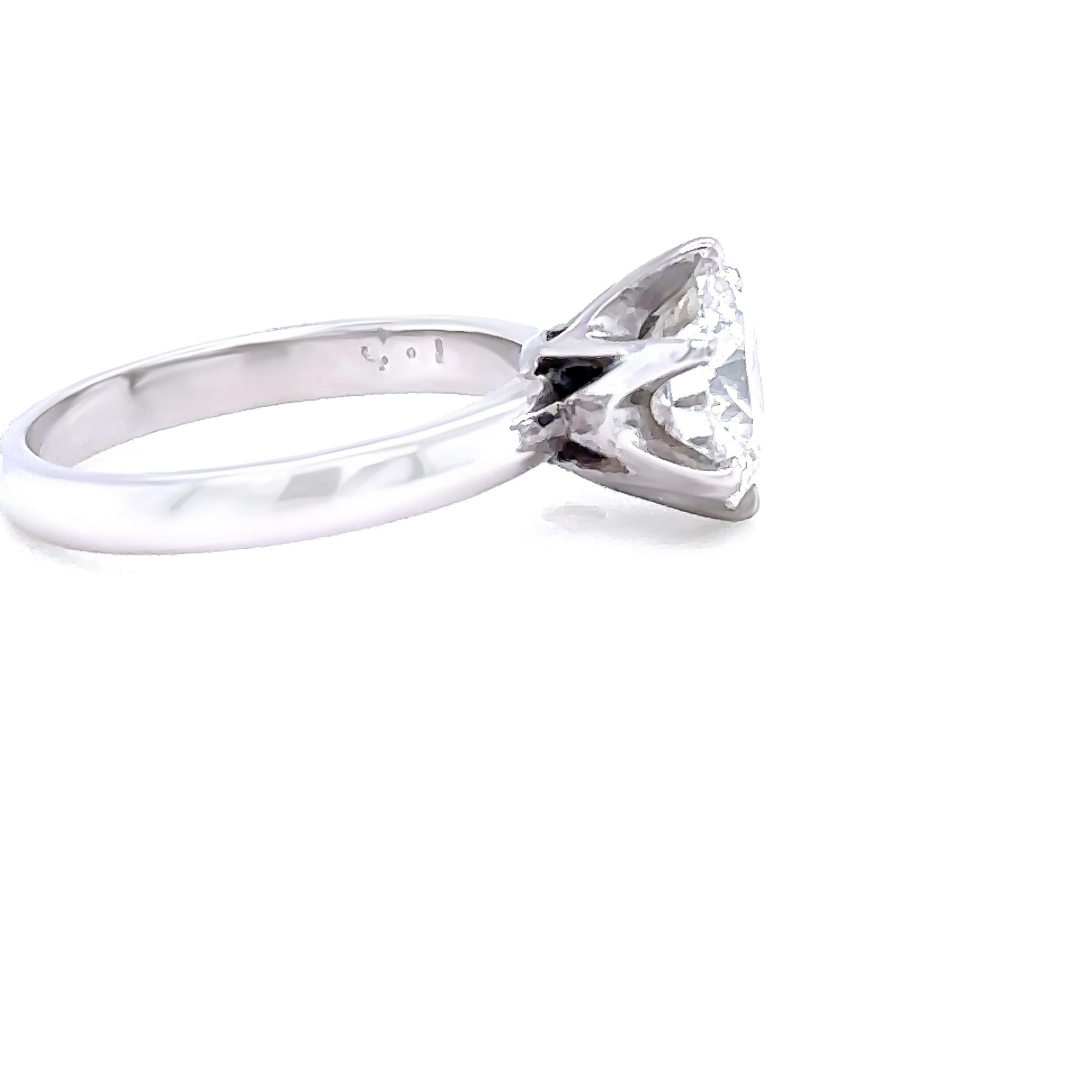 GIA Platinum Round Brilliant Cut Diamond Engagement Ring 1.56ct For Sale 1