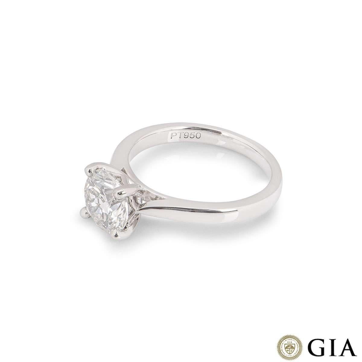 GIA Platinum Round Brilliant Cut Diamond Solitaire Ring 1.80 Carat H/SI1 In New Condition In London, GB