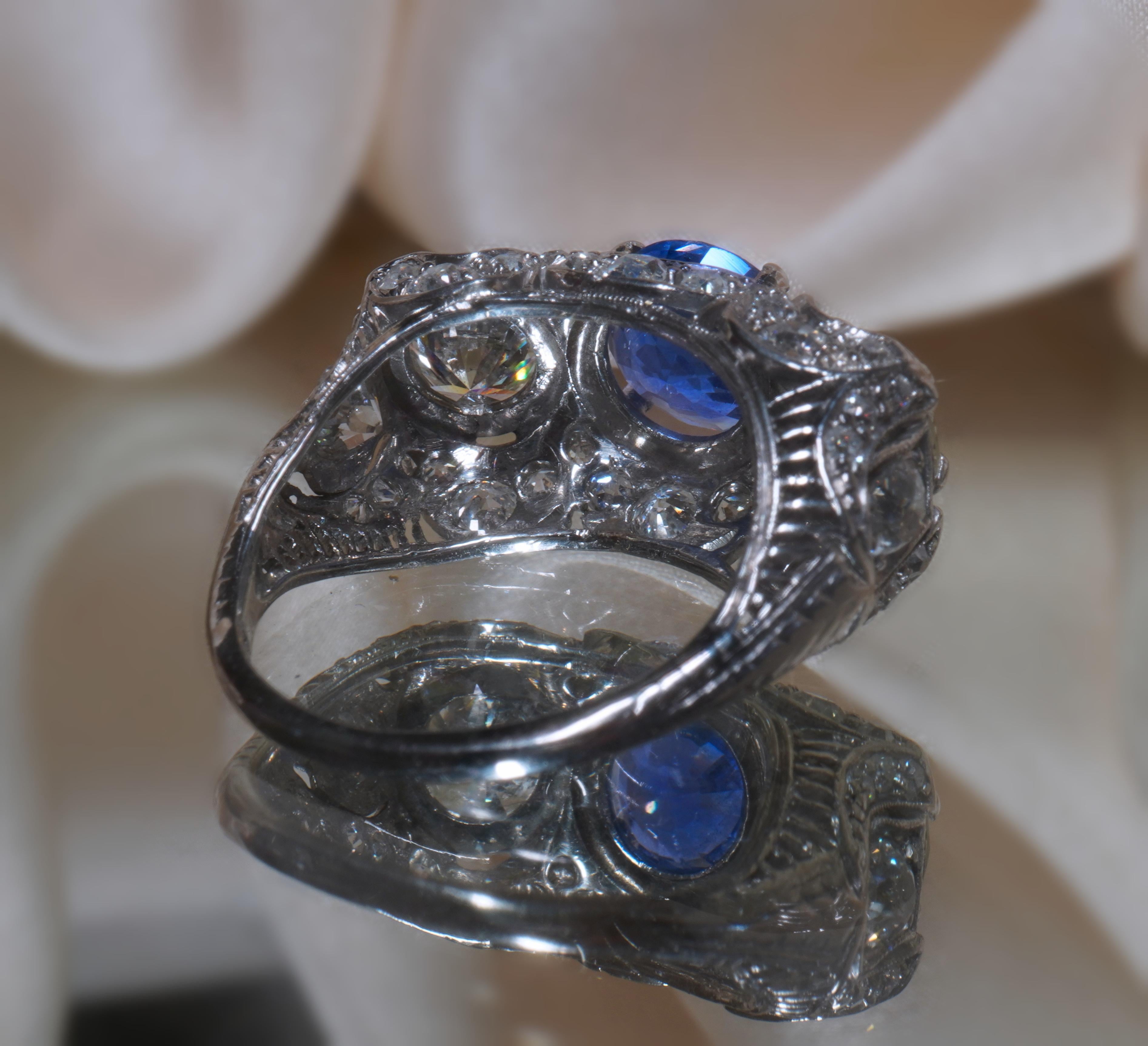 GIA Platino Zafiro Birmania Sin Calor Anillo de Diamantes Antiguos AGL Mina Vieja 6,33 Cts en venta 7