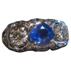 GIA Platinum Sapphire Burma No Heat Diamond Ring Vintage AGL Old Mine 6.33 Cts