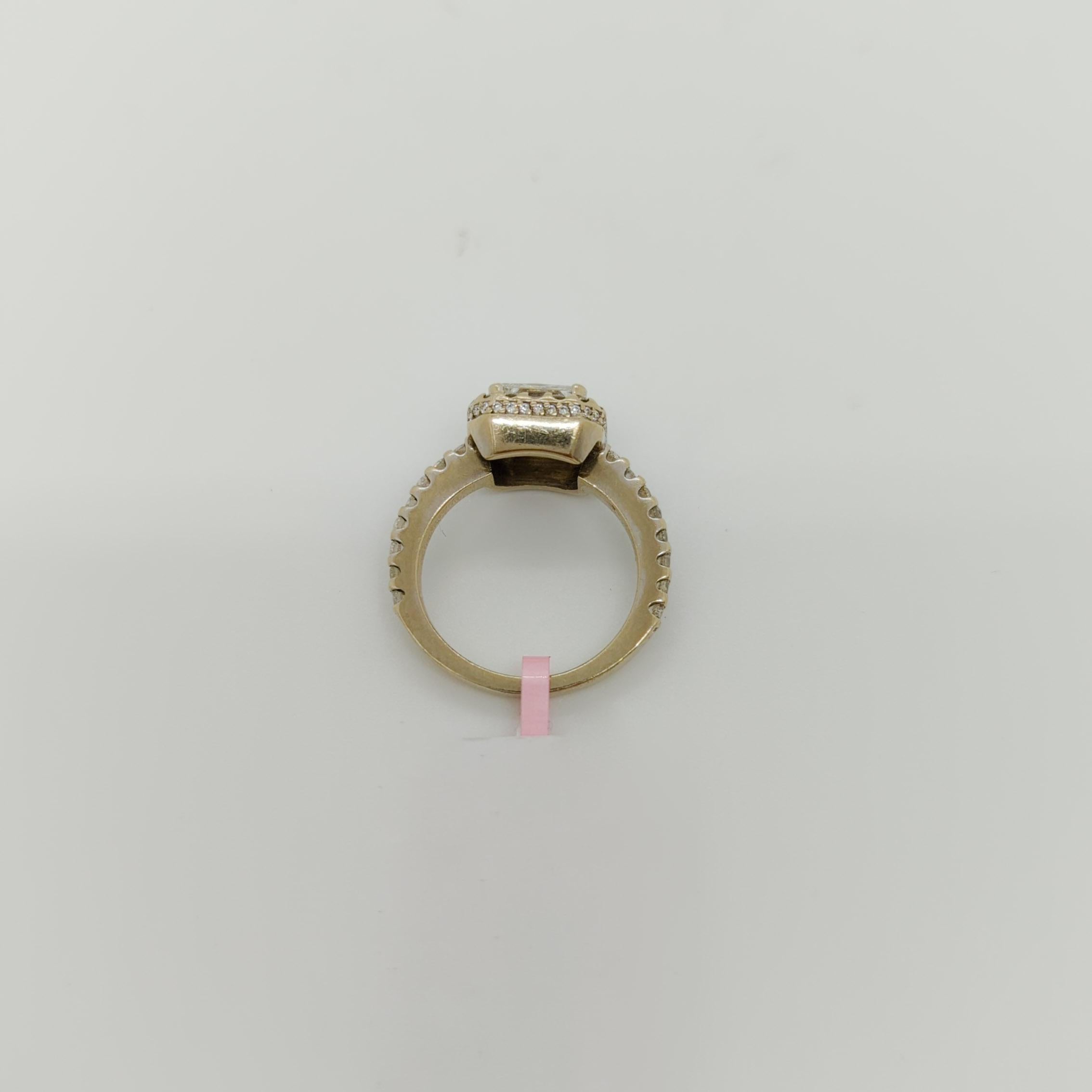 GIA Princess Cut Diamond & Round Diamond Ring in 14K White Gold For Sale 1