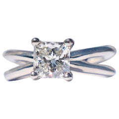 GIA Princess Cut White Diamond Solitaire Engagement Ring 18k Gold