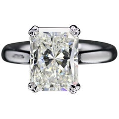 GIA Radiant 4.00 Carat K VVS1 in 14 Karat White Gold Solitaire