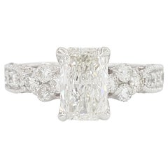 GIA Radiant Cut Diamond 18k White Gold Engagement Ring
