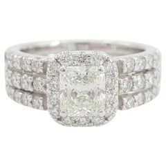 GIA Radiant Cut Diamond Halo Engagement Ring Set 1.80 Carats in 18K
14K Gold
