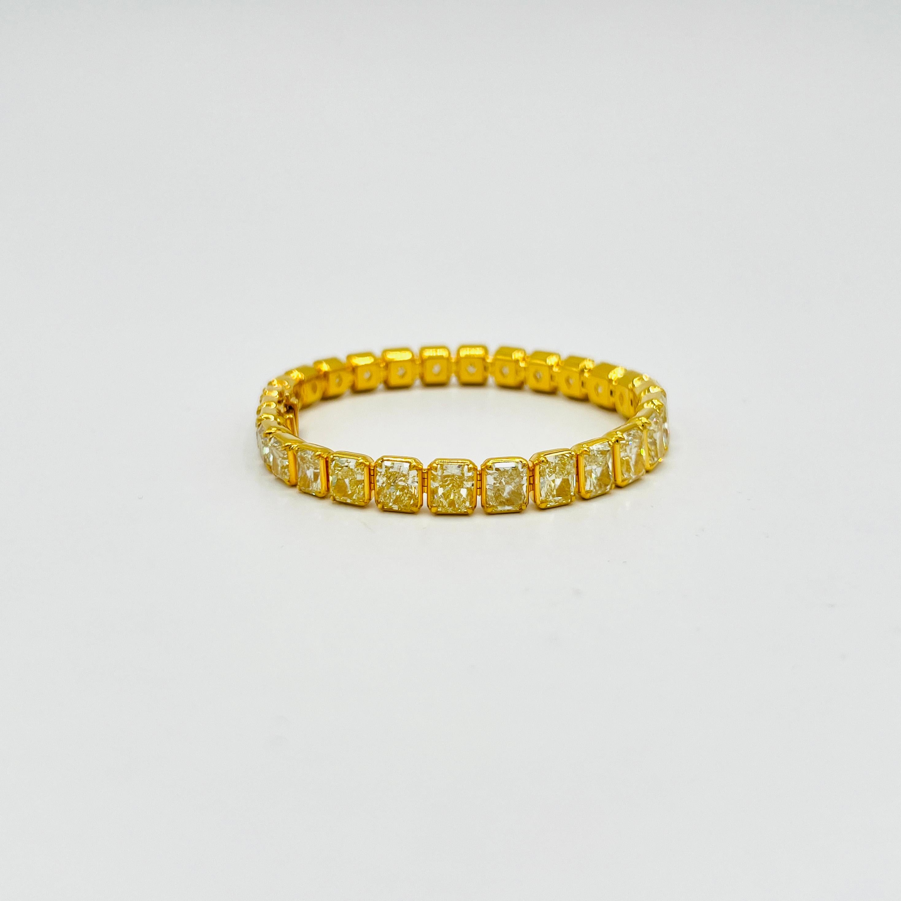 GIA  Riviera-Armband aus 18 Karat Gelbgold mit Diamanten im Strahlenschliff im Angebot 5