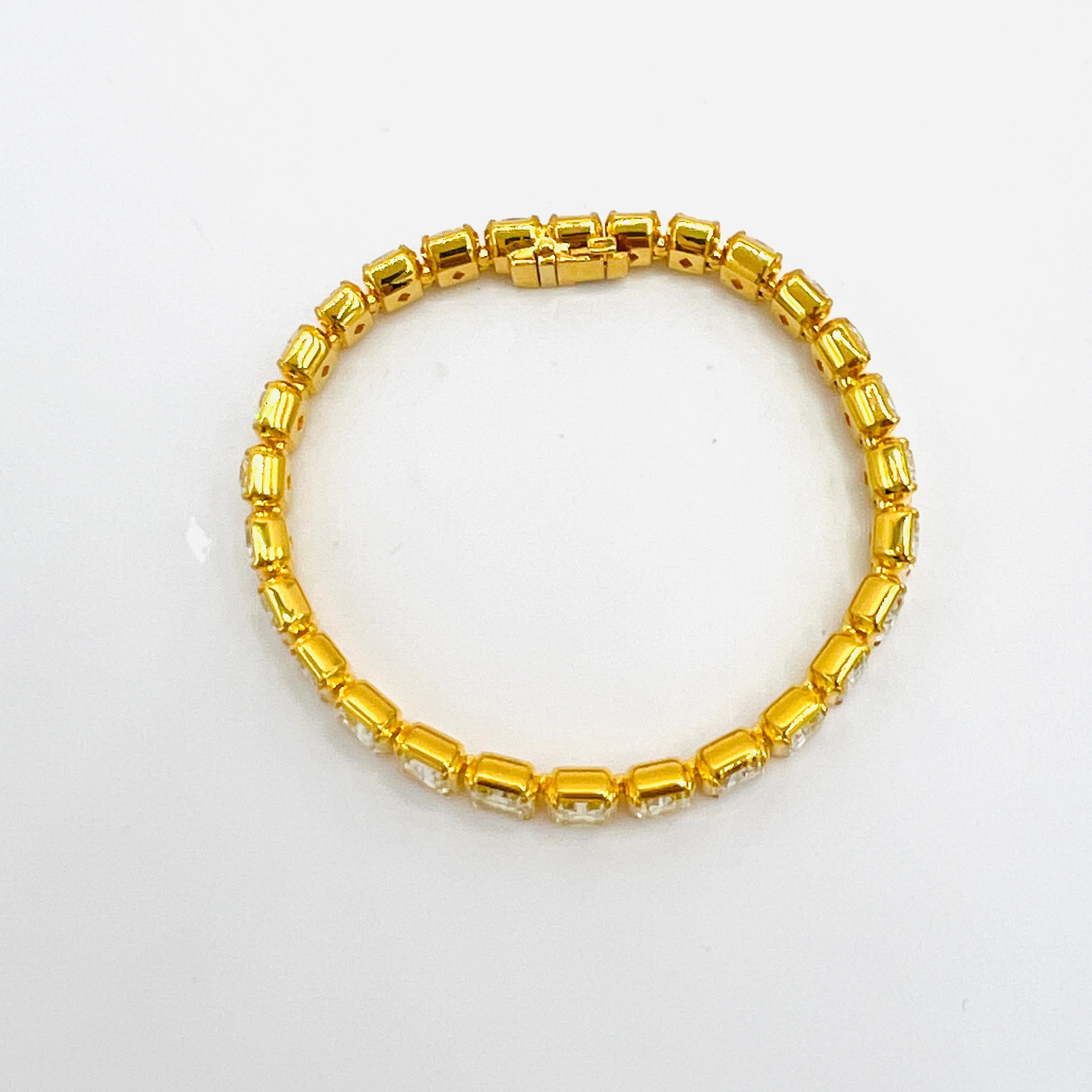 GIA  Riviera-Armband aus 18 Karat Gelbgold mit Diamanten im Strahlenschliff im Angebot 6