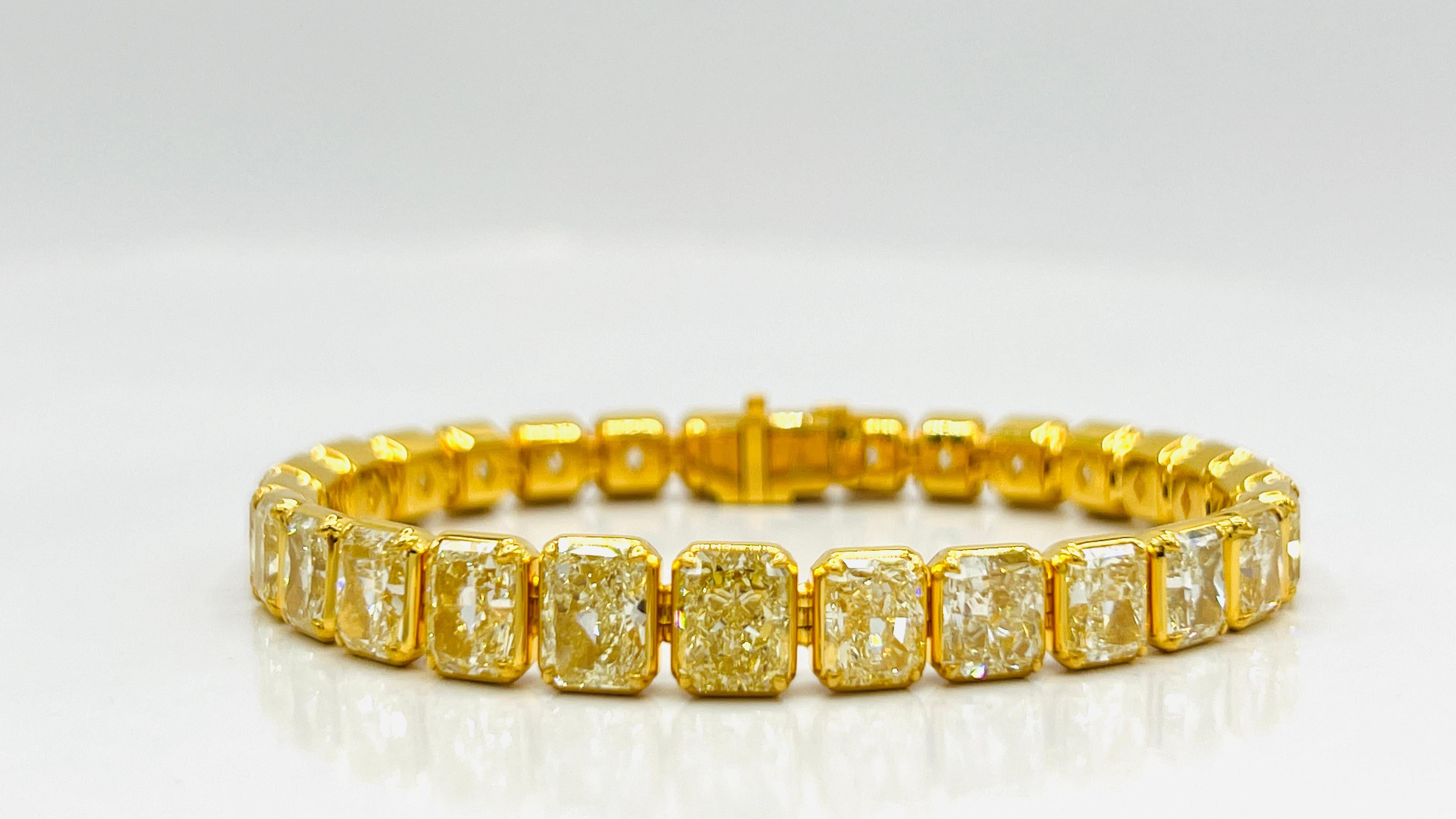 GIA  Riviera-Armband aus 18 Karat Gelbgold mit Diamanten im Strahlenschliff im Angebot 3