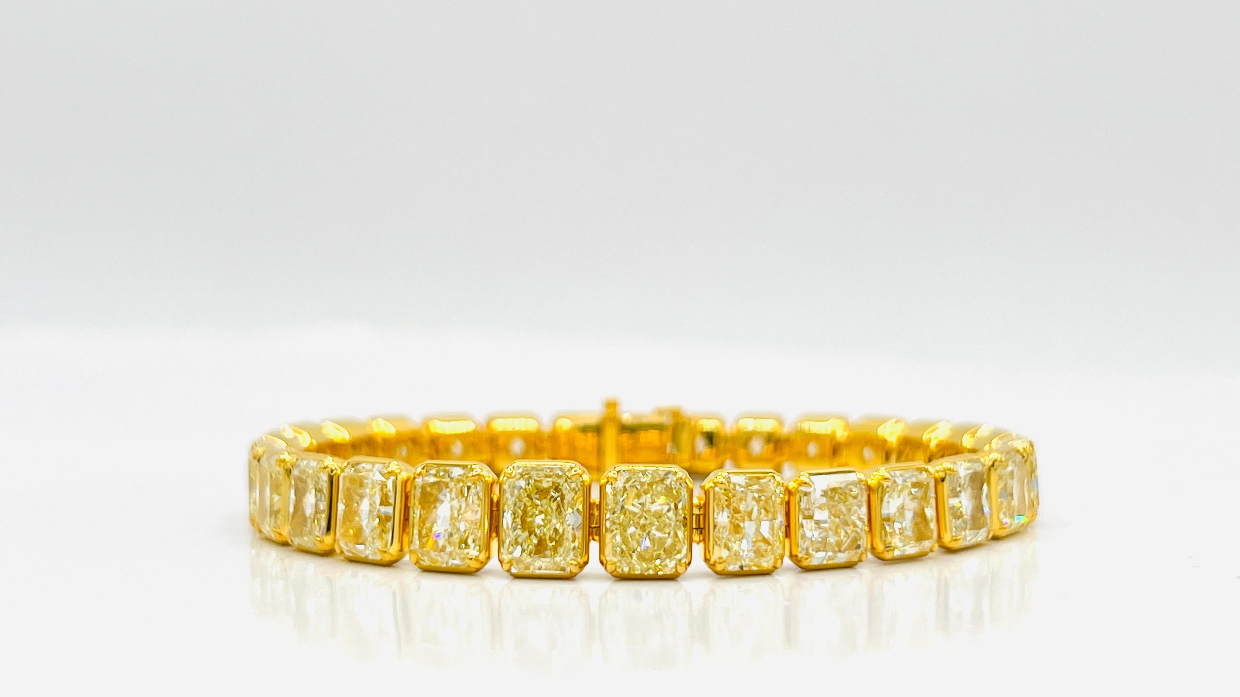 GIA  Riviera-Armband aus 18 Karat Gelbgold mit Diamanten im Strahlenschliff im Angebot 4