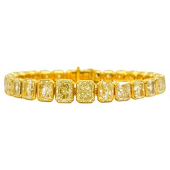 GIA  Riviera-Armband aus 18 Karat Gelbgold mit Diamanten im Strahlenschliff