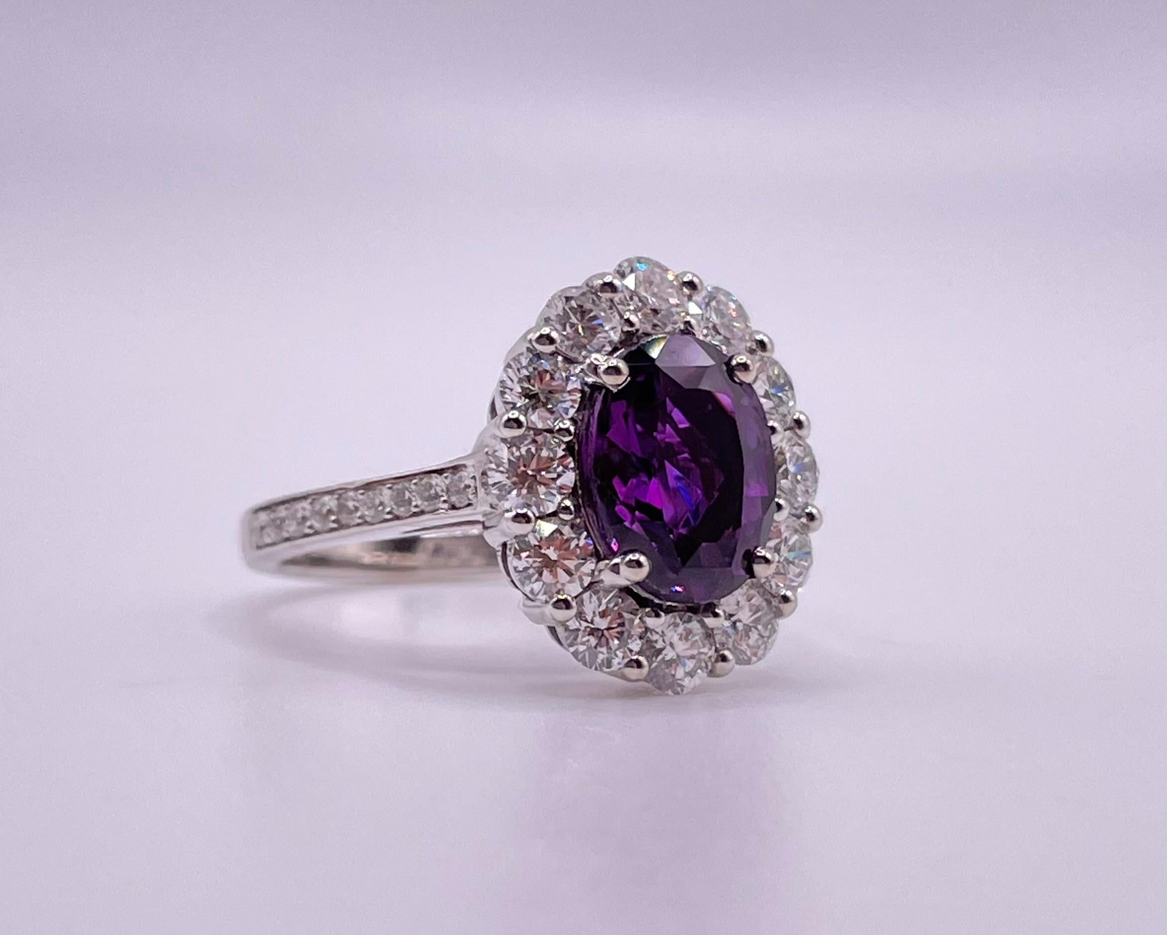 Women's GIA Reddish Purple Natural Sapphire  For Sale