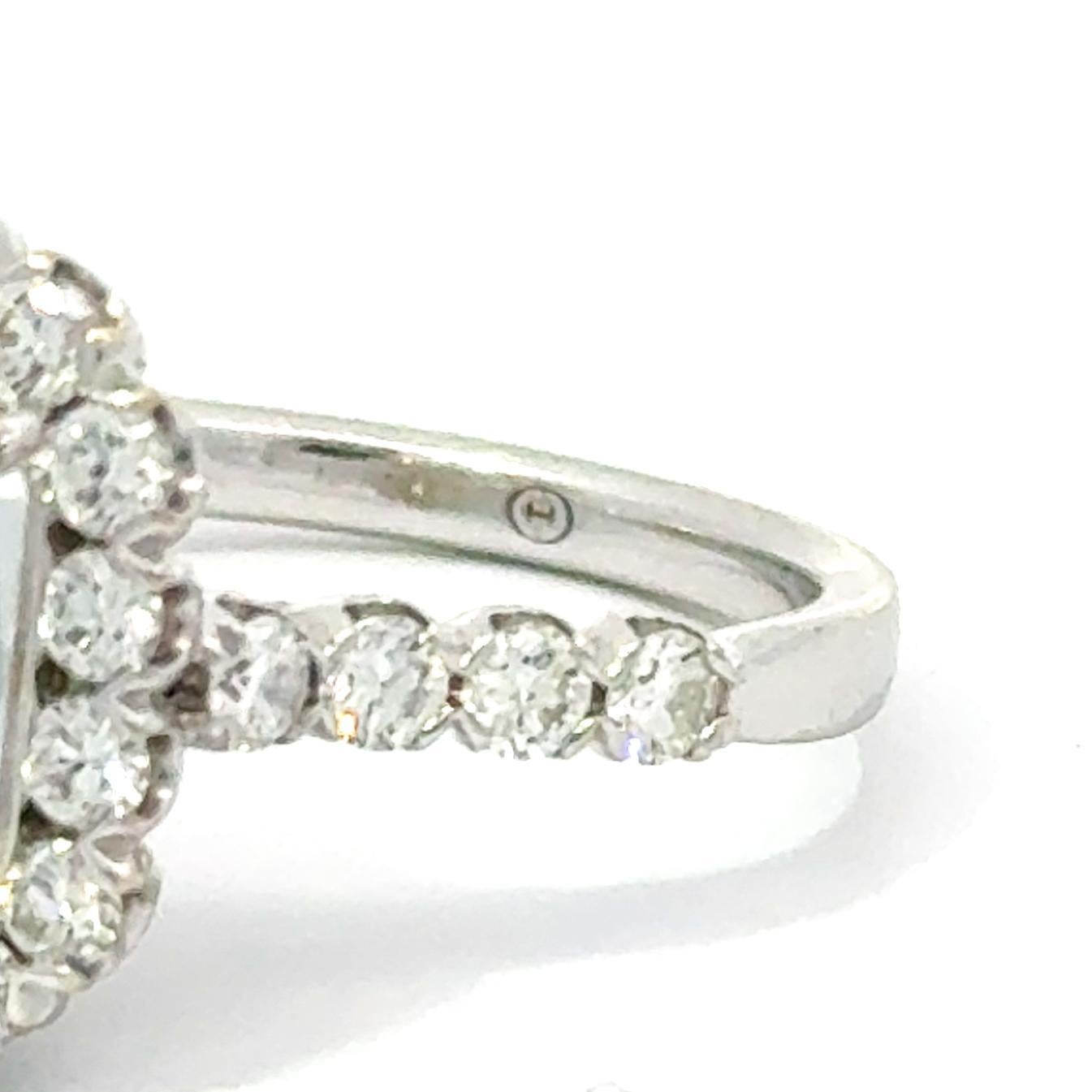 Rapport GIA 1.35ct Mod. Bague de fiançailles à diamant rectangulaire G/SI2 Taille 6.75 en vente 3