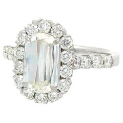 Rapport GIA 1.35ct Mod. Bague de fiançailles à diamant rectangulaire G/SI2 Taille 6.75