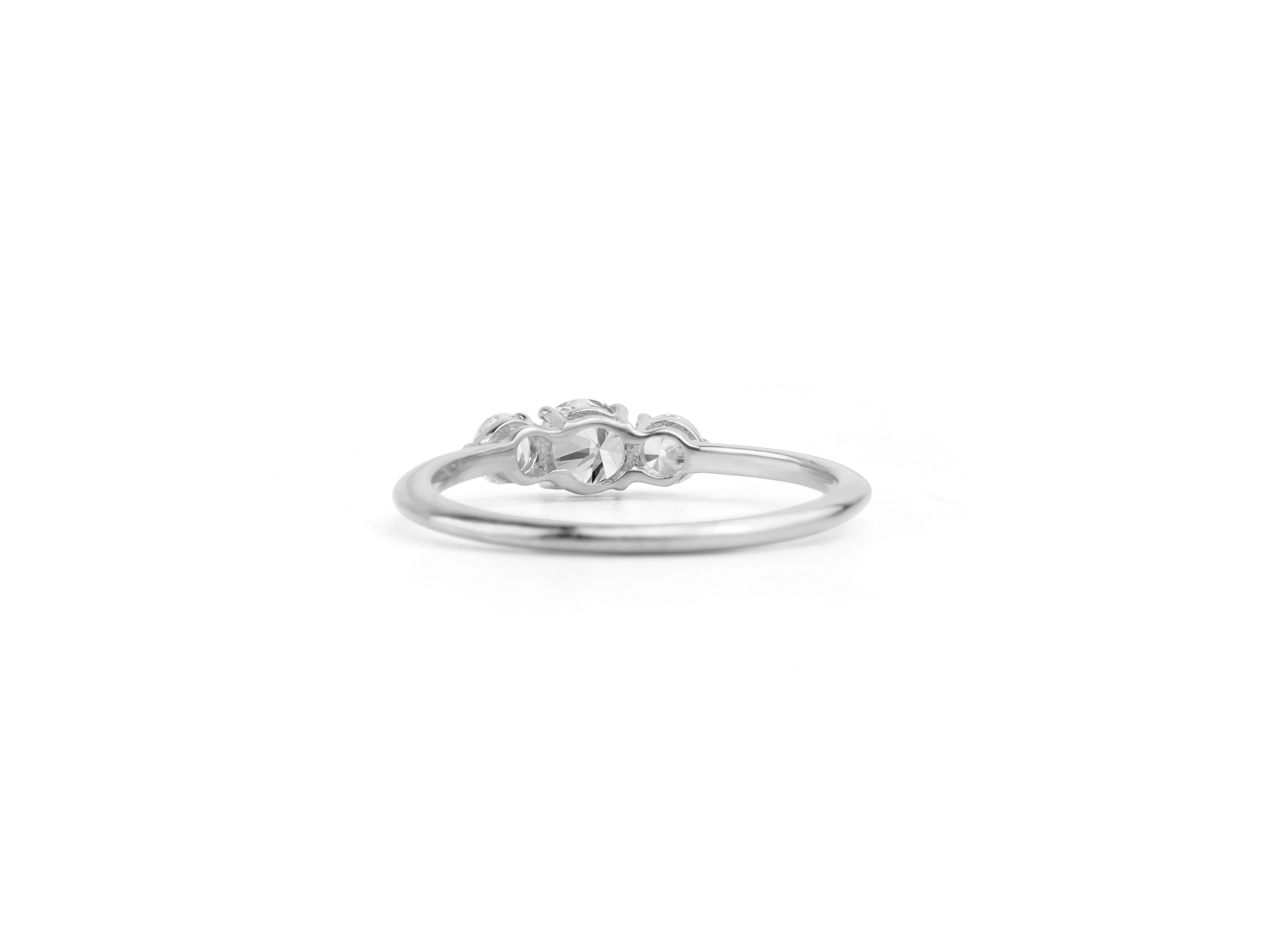 Art Deco 0.45Tcw Round-Cut Three-Stone Diamond Ring in 18K White Gold – Trinity Grace For Sale