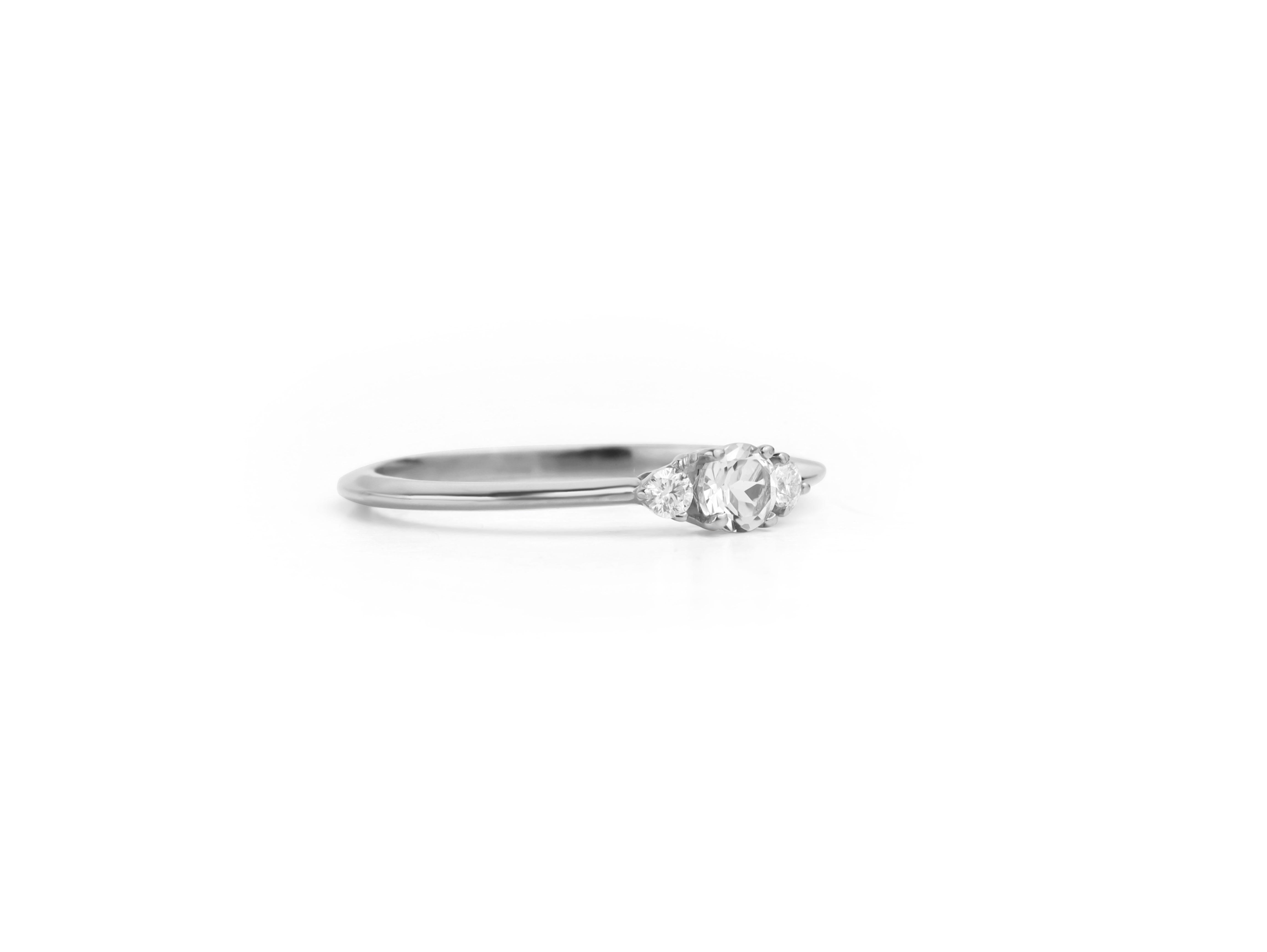 Round Cut 0.45Tcw Round-Cut Three-Stone Diamond Ring in 18K White Gold – Trinity Grace For Sale