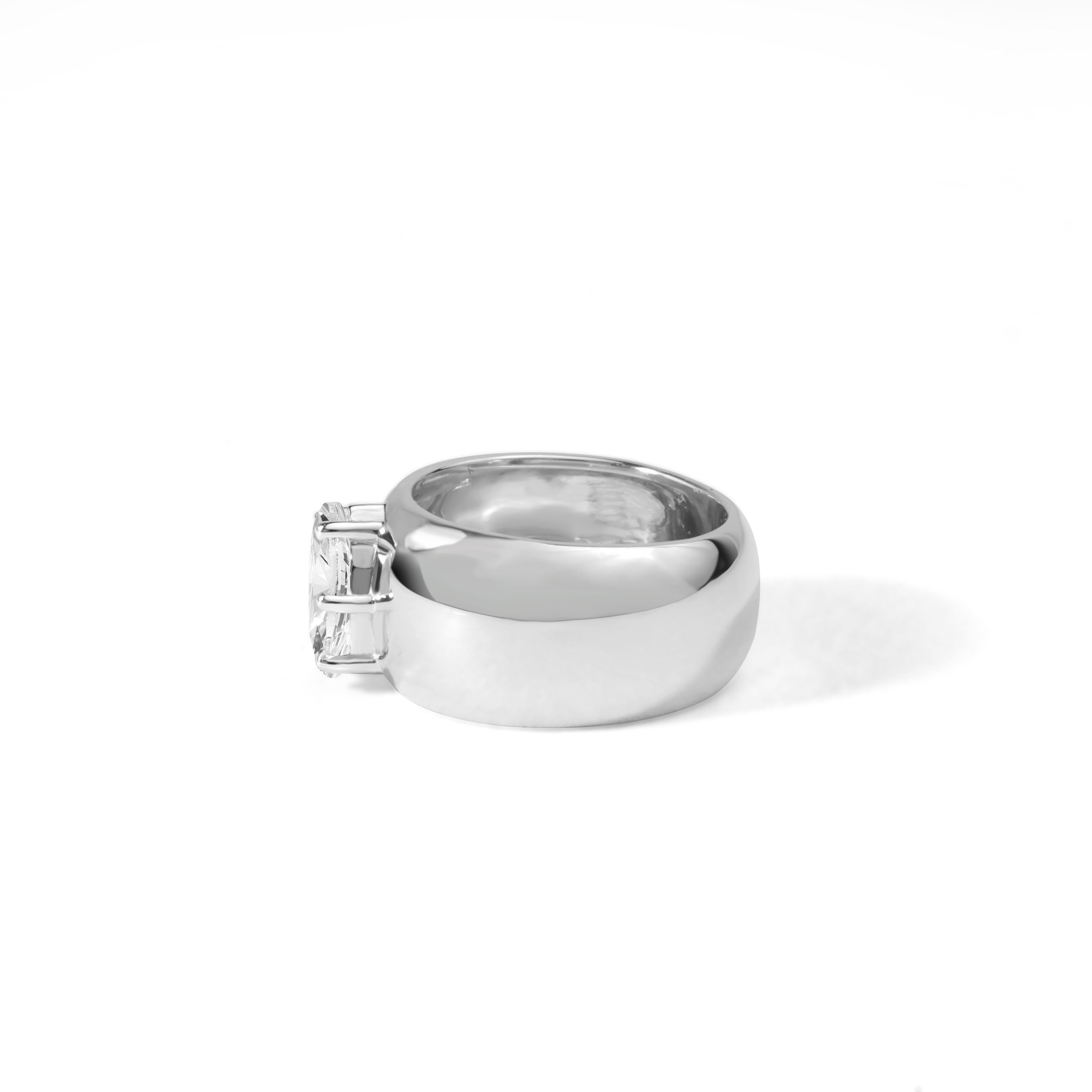 Marquise Cut GIA Report Certified 0.5 Carat Marquise Diamond in 18k White Gold Chunky Band For Sale