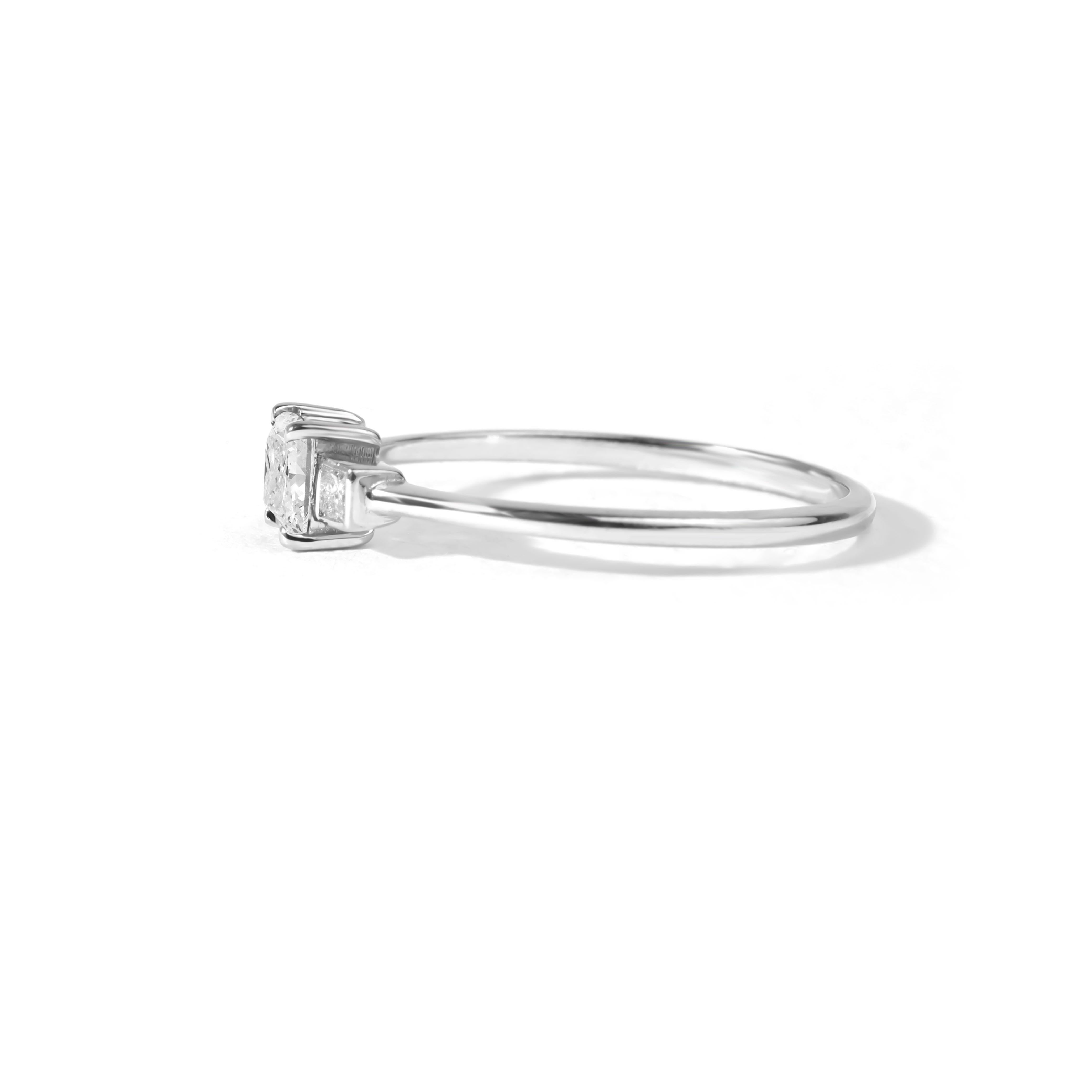 GIA Report Certified 0.5 carat Princess Cut Three Stone Diamond Ring White Gold In New Condition For Sale In Jaipur, RJ