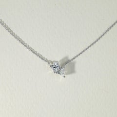 GIA Certified 0.75ct Princess & Triangle Dual Diamond Pendant in 18K White Gold