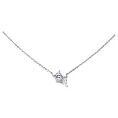 GIA Report Certified 0.75 Carats Princesse Triangle Diamond Pendant Necklace