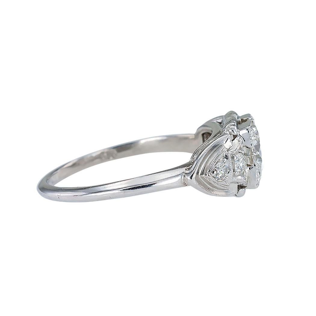 Art Deco GIA Report Certified 0.83 Carat Diamond Solitaire Platinum Engagement Ring
