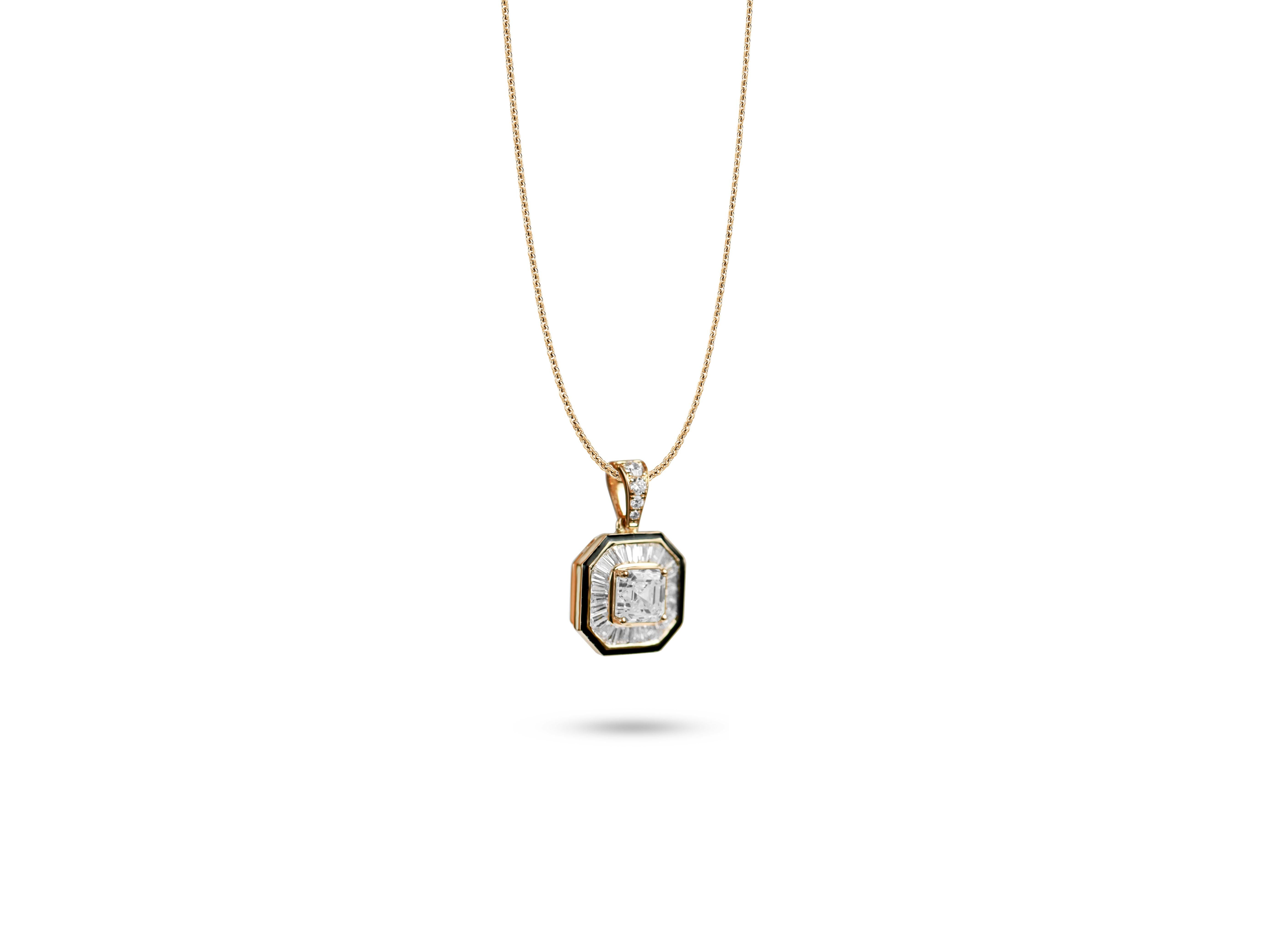 Rapporto GIA Certificato 1 Carat Asscher Cut Diamond Halo Collana per Lei

Disponibile in oro giallo 18k.

Lo stesso design può essere realizzato anche con altre gemme personalizzate su richiesta.

Dettagli del prodotto:

- Oro massiccio

- Pietra