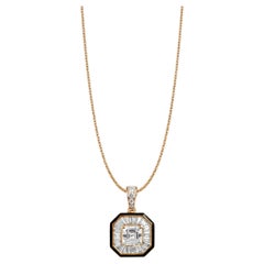 GIA Report Certified 1 Carat Asscher Cut E VS Diamond Halo Pendant Necklace