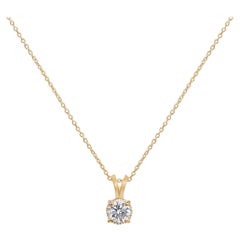 GIA Report Certified 1 Carat D Colorless IF Round Cut Diamond Pendant Necklace
