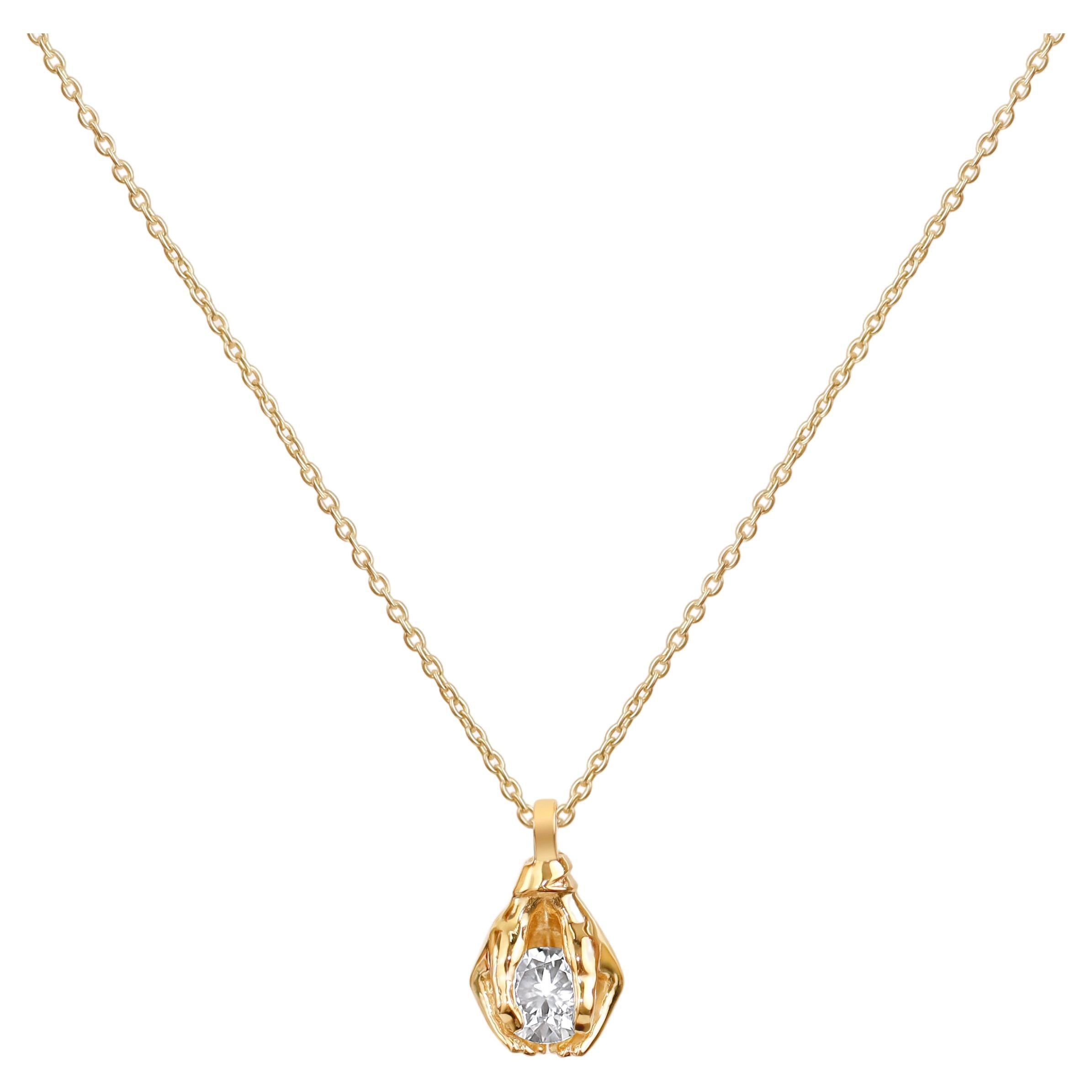 GIA Report Certified 1 Carat D Flawless Round Cut Diamond Pendant Necklace