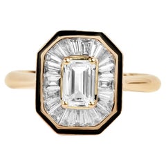 Rapporto GIA Certificato 1 Carato D VVS Diamante Taglio Smeraldo 18k Anello di fidanzamento aureolato