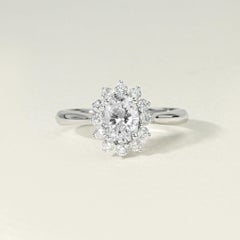 GIA Certified 1ct Oval-Cut Diamond Halo Engagement Ring in 18K White Gold