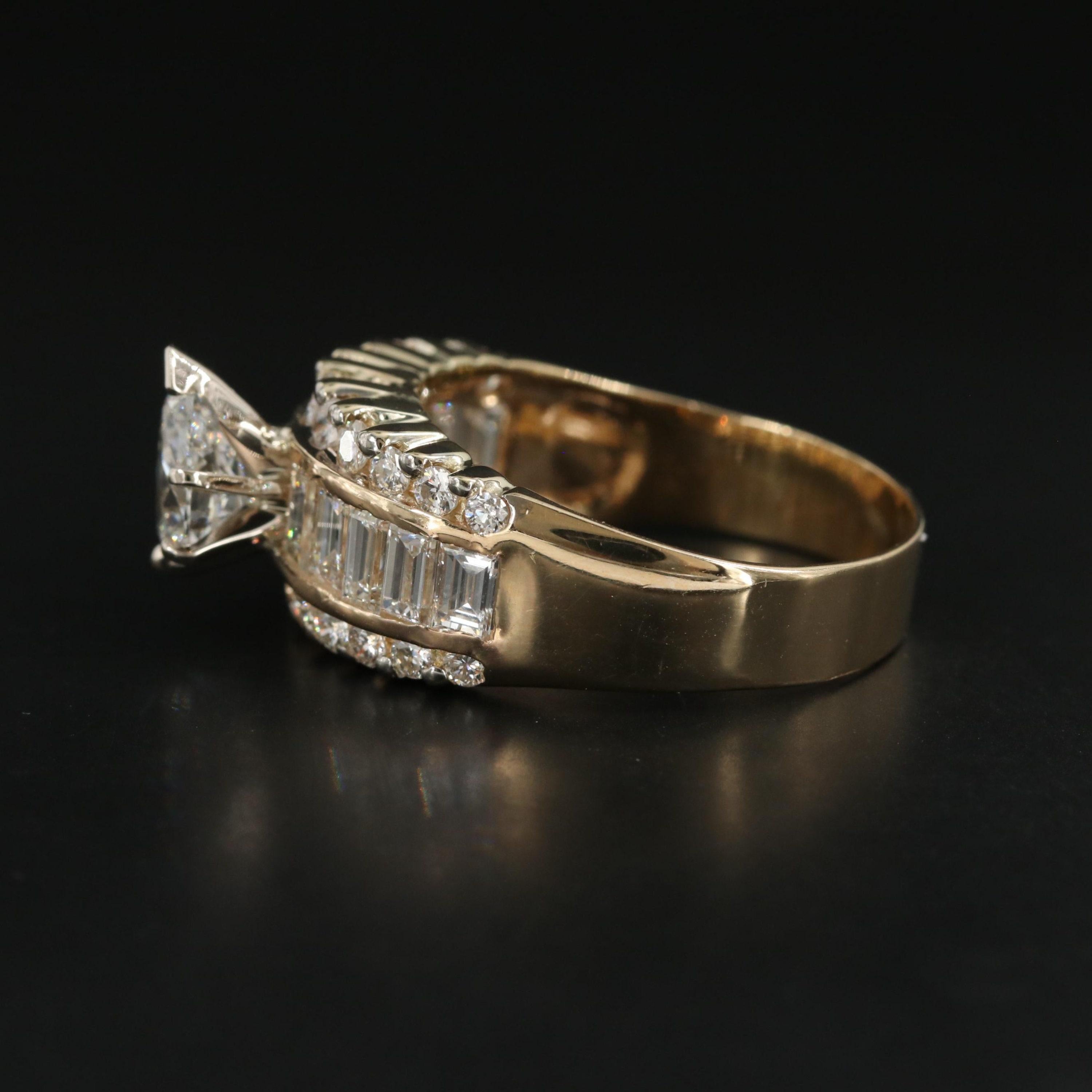 For Sale:  Art Deco 3.59 CT Certified Natural Diamond Engagement Ring in 18K Gold 5