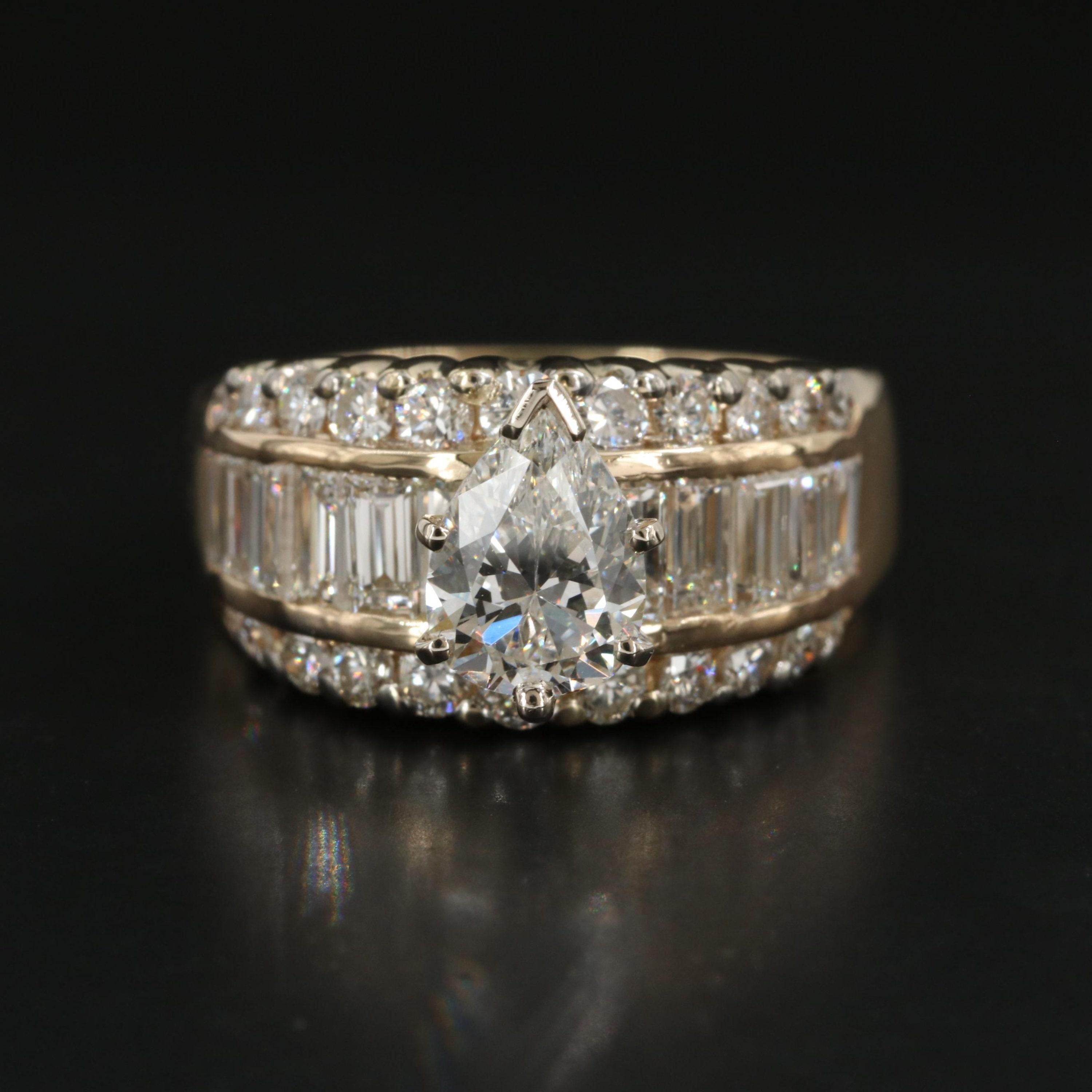 For Sale:  Art Deco 3.59 CT Certified Natural Diamond Engagement Ring in 18K Gold 6