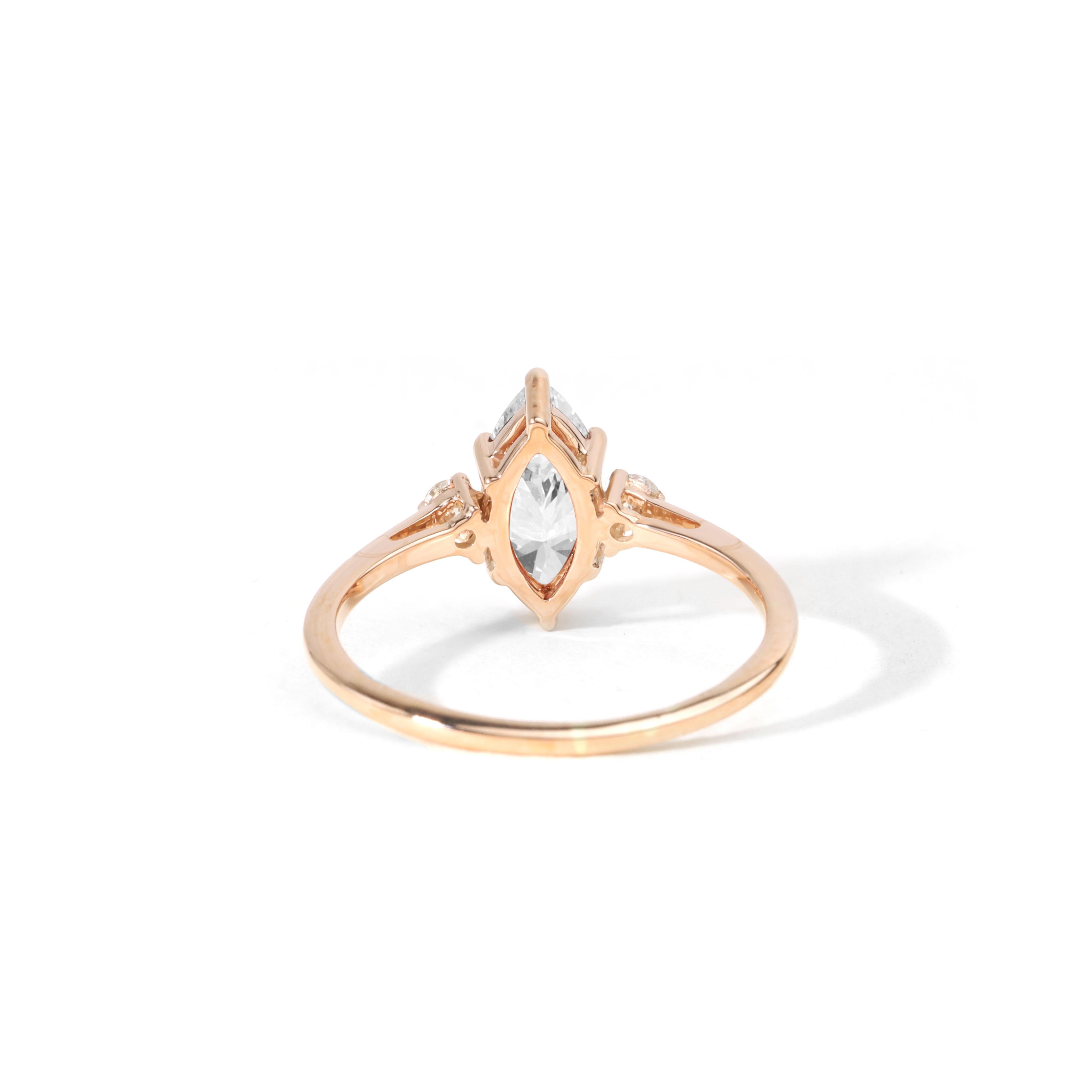 Art Deco GIA Report Certified 1 Ct Marquise E VVS Diamond Halo Ring in 18k Yellow Gold For Sale