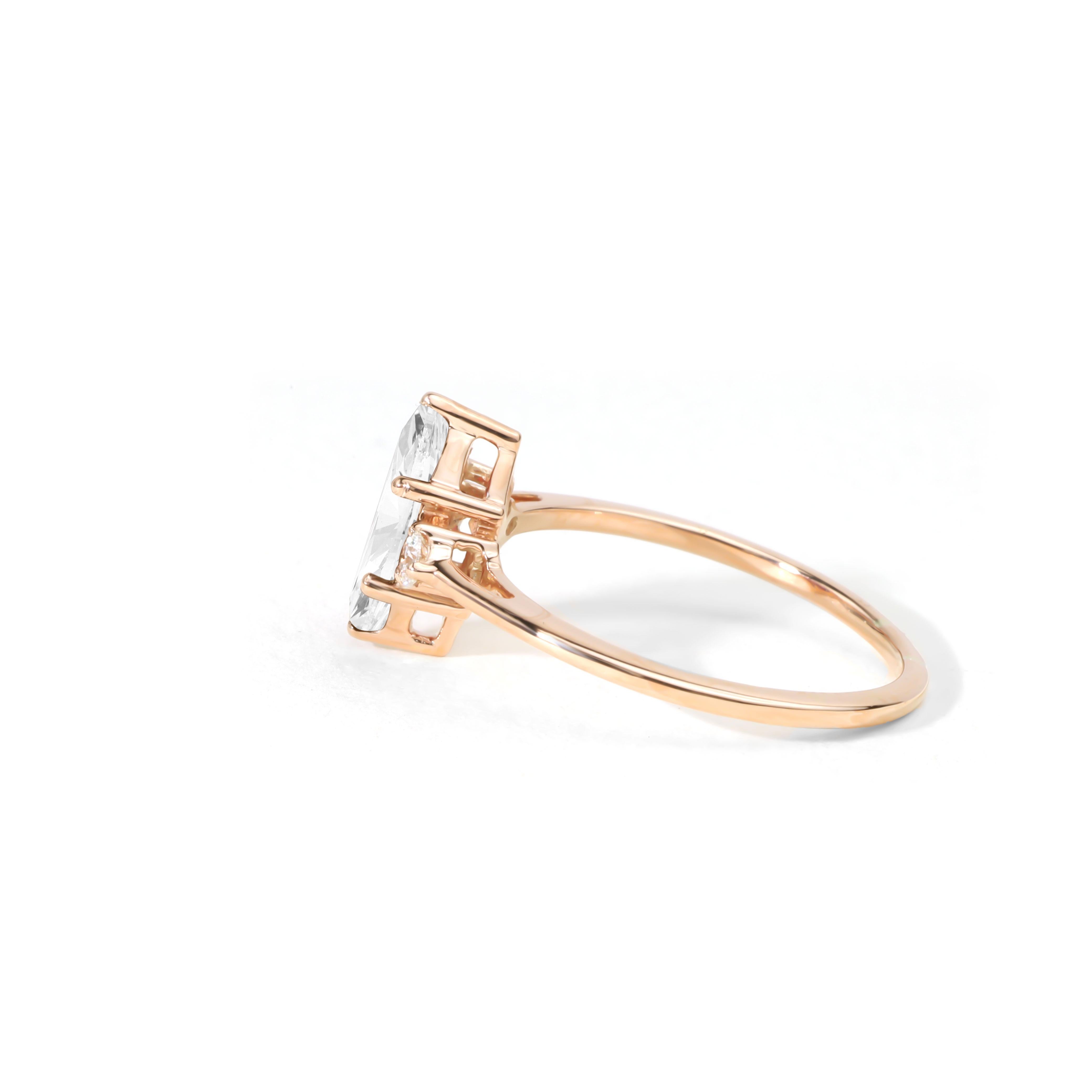 Marquise Cut GIA Report Certified 1 Ct Marquise E VVS Diamond Halo Ring in 18k Yellow Gold For Sale