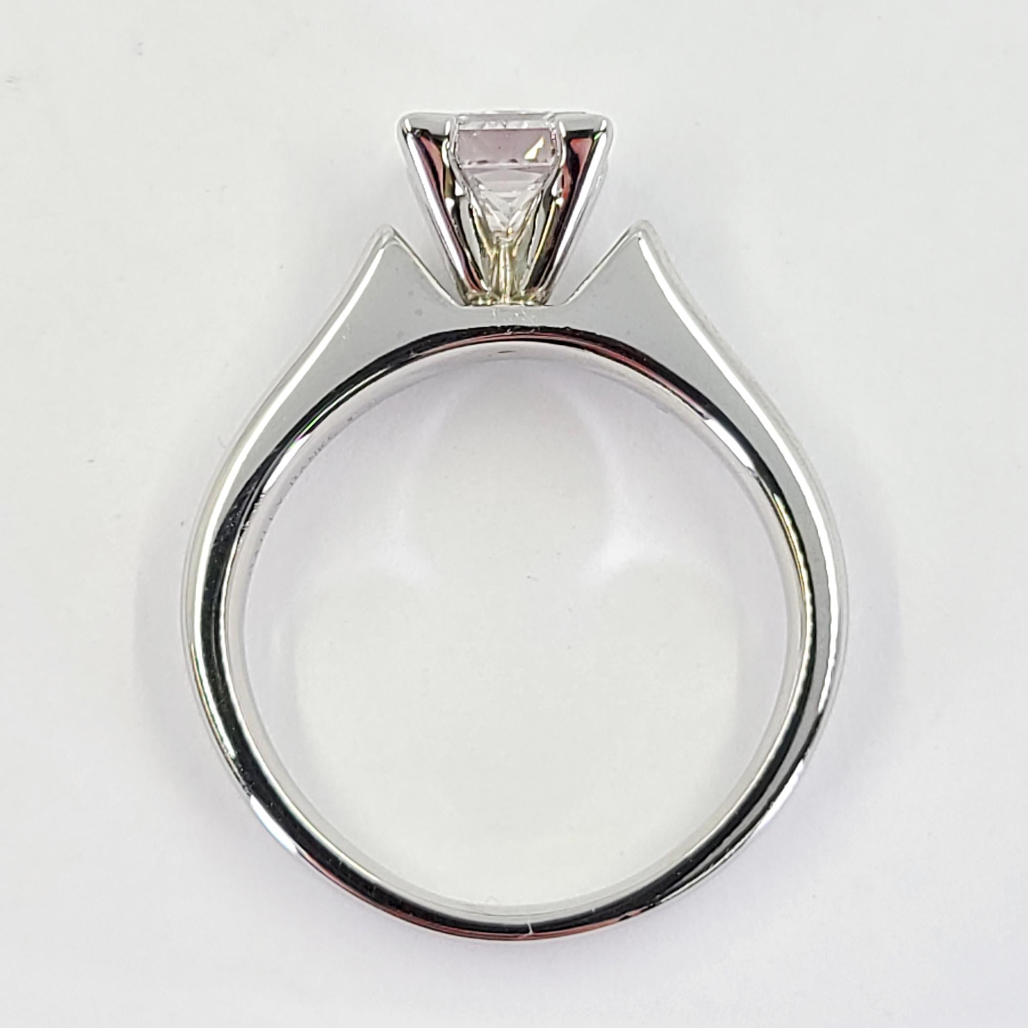 GIA Report Certified 1.02 Carat Princess Cut Solitaire Engagement Ring In Good Condition For Sale In Coral Gables, FL