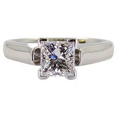 GIA Report Certified 1.02 Carat Princess Cut Solitaire Engagement Ring