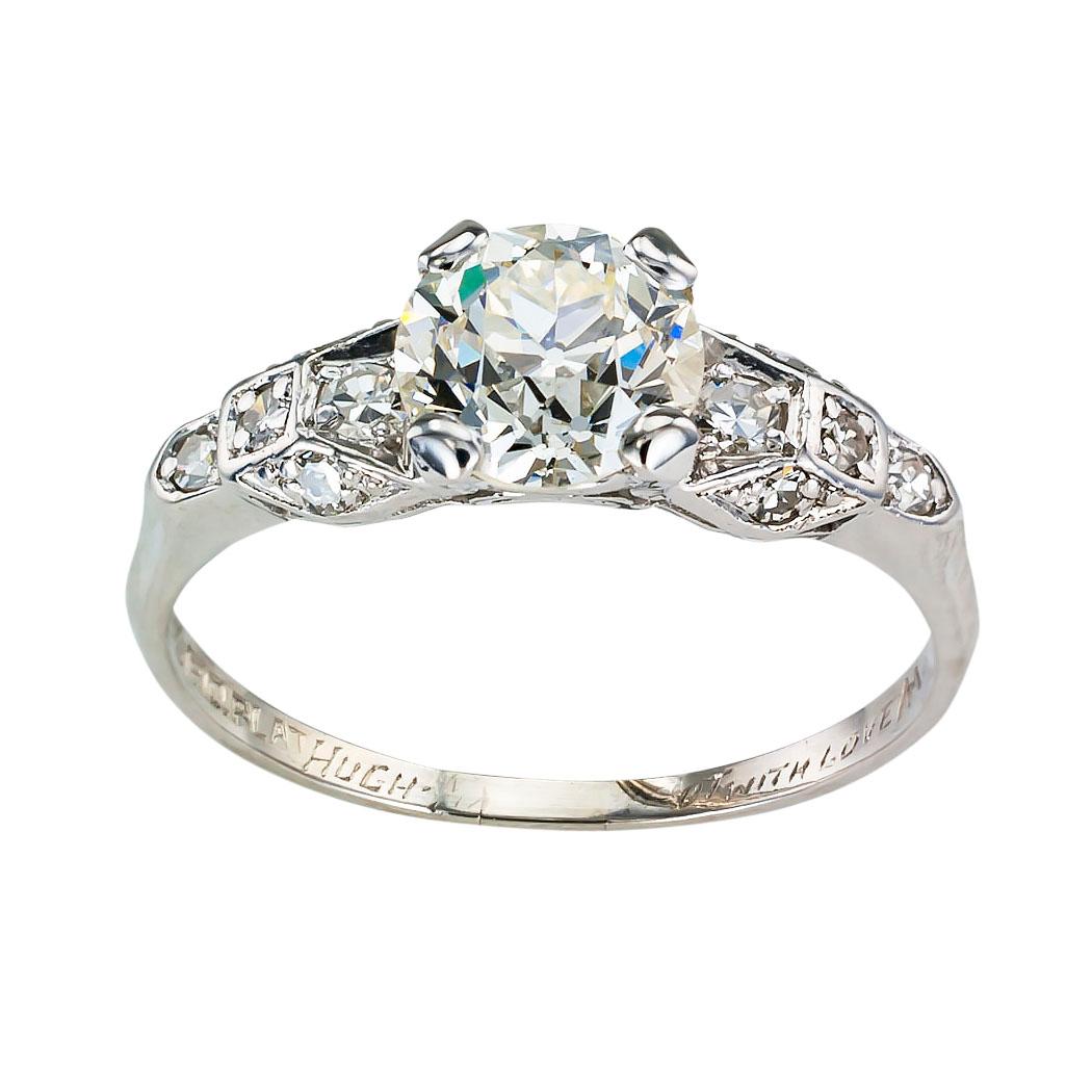 GIA report certified 1.03 carat old European cut diamond and platinum engagement ring dated 1938.  Love it because it caught your eye and we are here to connect you with beautiful and affordable jewelry.  Make that special lady in your life