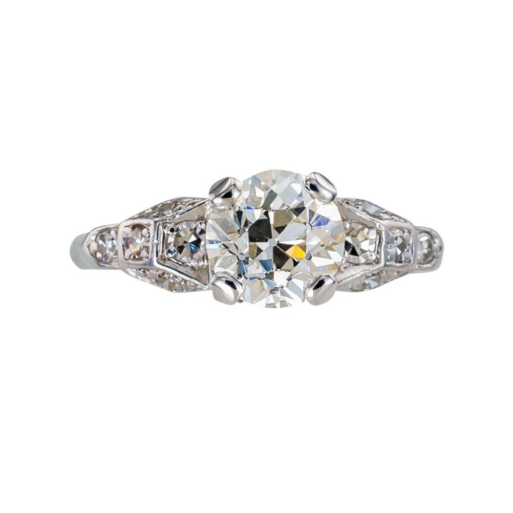 Art Deco GIA Report Certified 1.03 Carat Diamond Platinum Engagement Ring