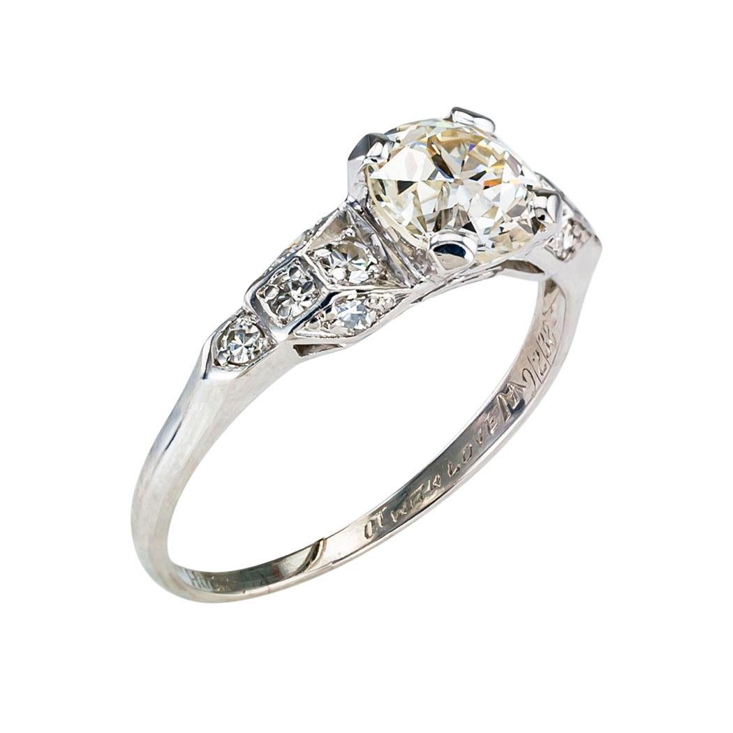 Old European Cut GIA Report Certified 1.03 Carat Diamond Platinum Engagement Ring
