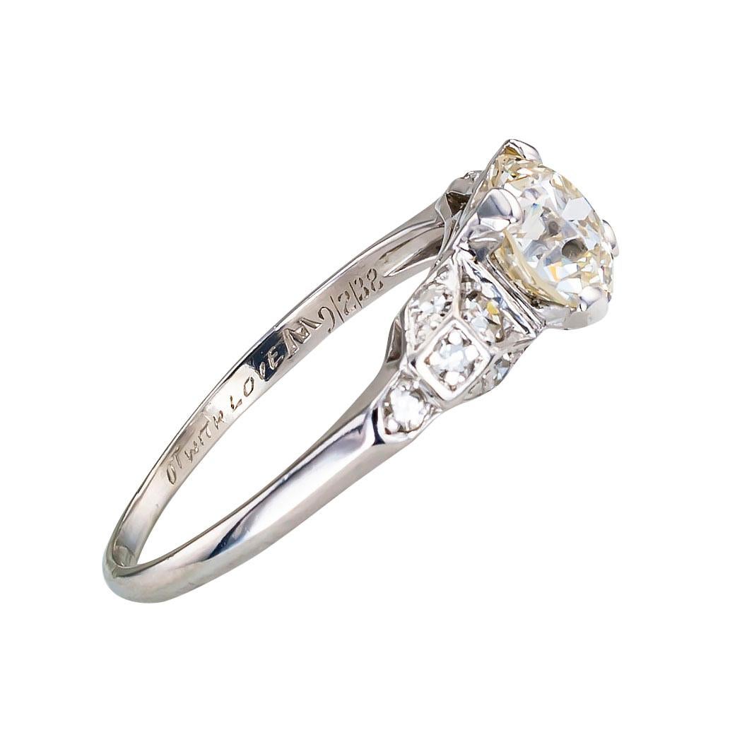 GIA Report Certified 1.03 Carat Diamond Platinum Engagement Ring In Good Condition In Los Angeles, CA