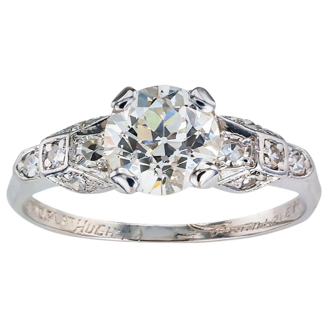 GIA Report Certified 1.03 Carat Diamond Platinum Engagement Ring