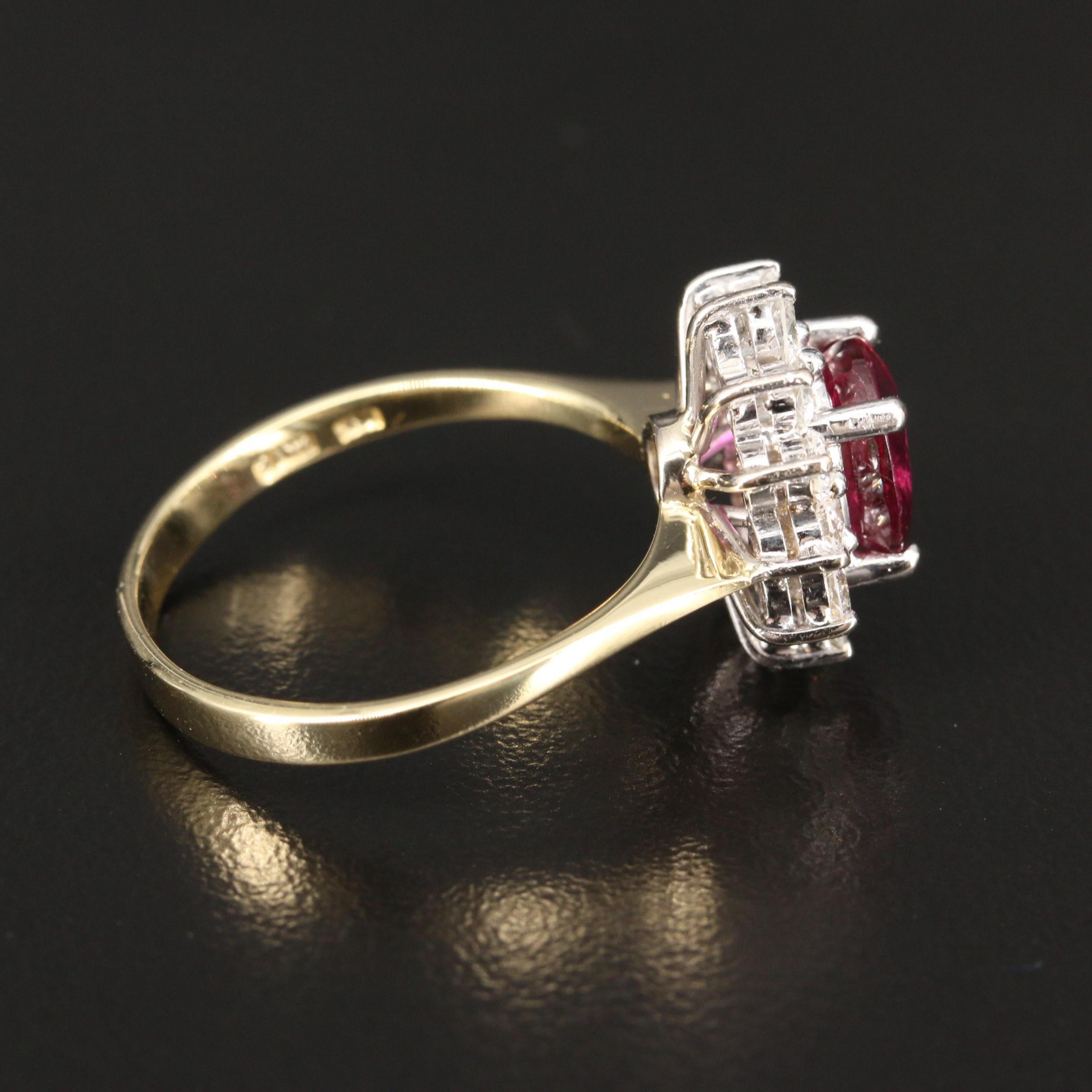 For Sale:  Certified 1.19 Carat Ruby Diamond Engagement Ring Floral Halo Ruby Bridal Ring 5